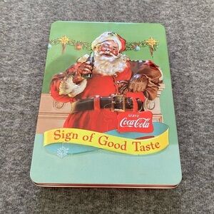Coca Cola Christmas Tin With‎ Cards New In Box Sign Of Good Taste